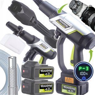 Акумуляторна мийка високого тиску Toolme TM280&nbsp;PRO BRUSHLESS 450 Вт&nbsp;з алюмінієвою помпою,&nbsp;2 АКБ 21В, піногенератор (Польща) TM280 фото
